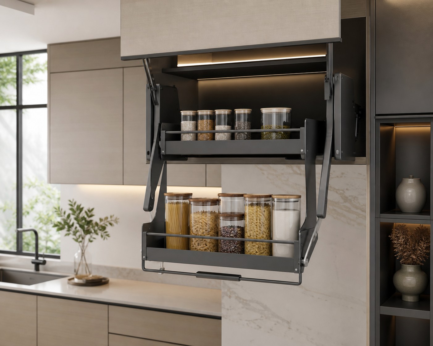 Pull-Down Hydraulic Pantry